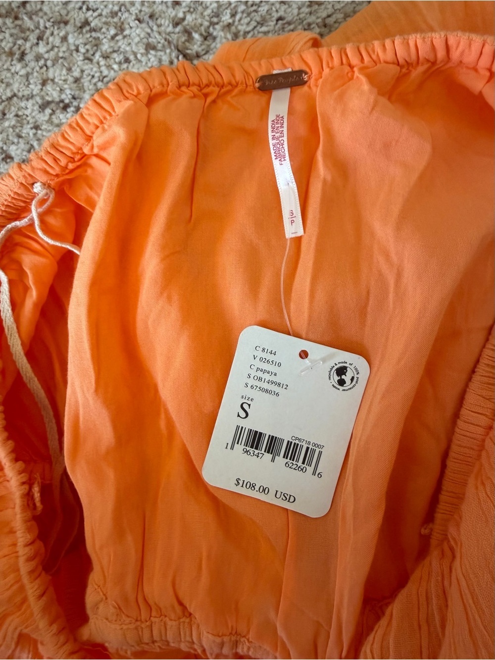 NWT Free People “Cut Out For It” Asymmetrical Jumpsuit, Papaya Orange, Size S - Picture 6 of 10